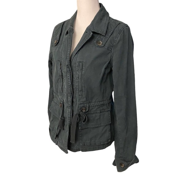 anthro Hei Hei Cargo Canvas Utility Jacket Military Long Sleeve Blue Size 6 - Picture 4 of 11